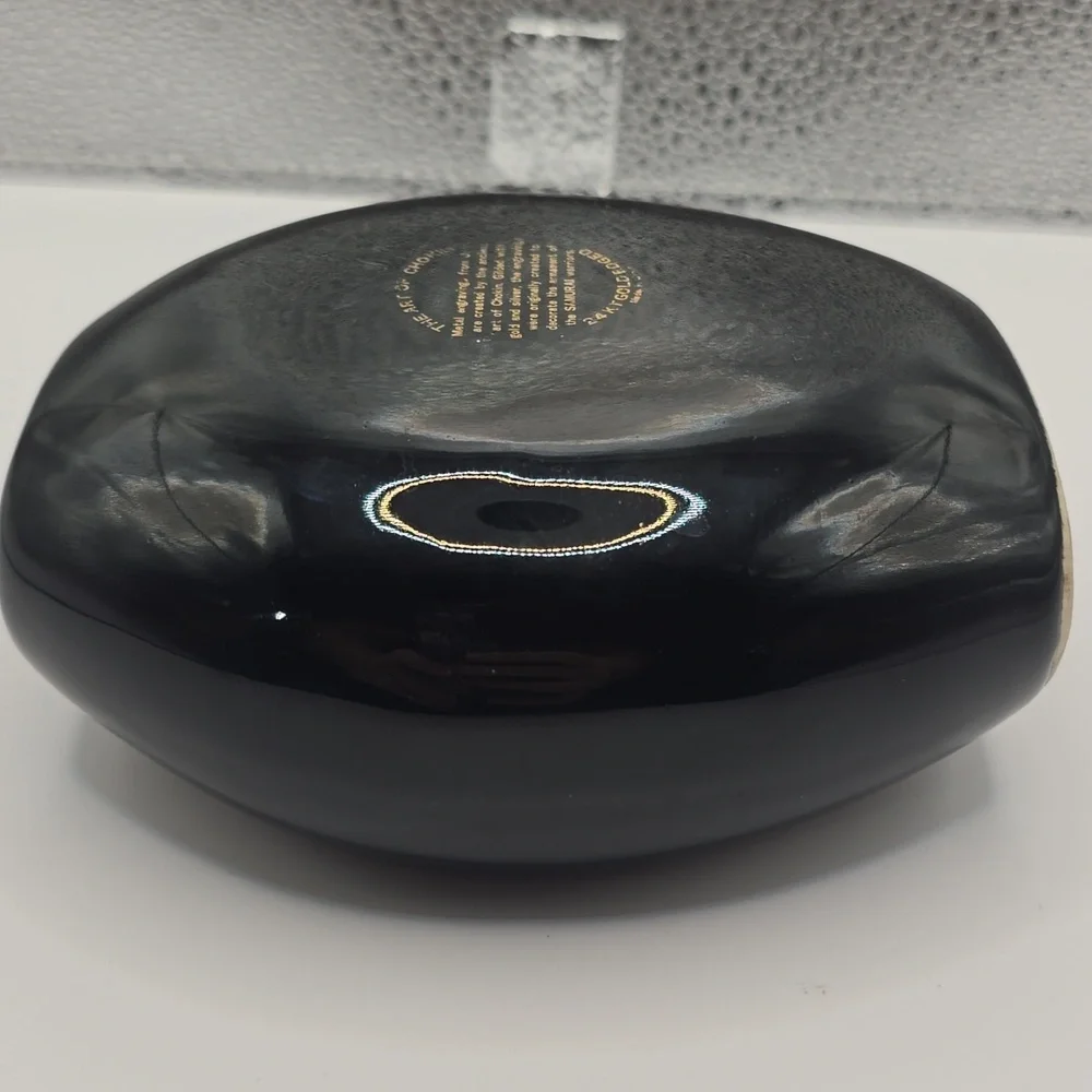 The Art Of Chokin 24k Gold Edged Black Vase With Peacock Design Made In Japan